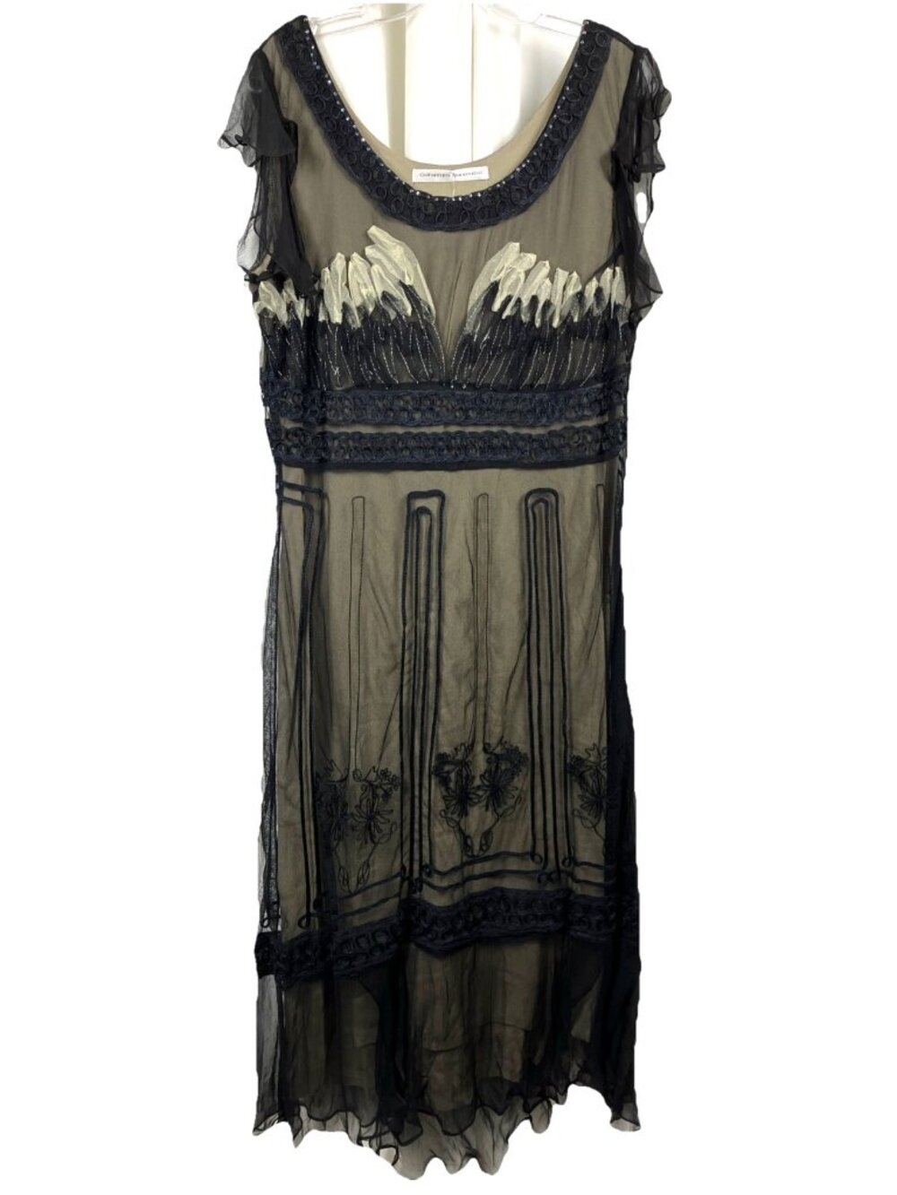 Bust 42 36  W L XL NWT Nataya  Edwardian Style Mesh Overlay Embroidery Dress